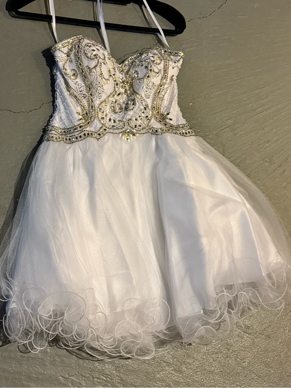 Embellished White Party Dress for Girls - Beaded Bodice